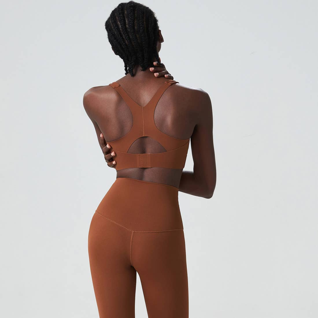 Solid Color Back Buckle High Support Fitness Sports Bra